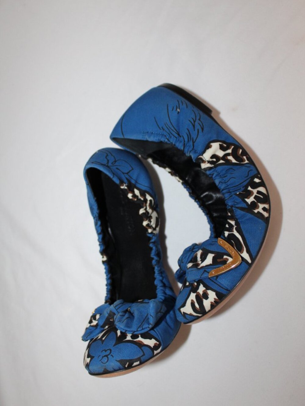 Louis Vuitton Blue Black Floral Ballet Flats Slip Ons 40 - Picture 2 of 8